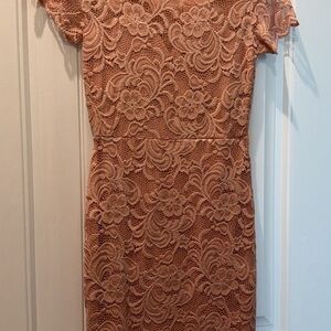 Elegant Lace Dress in Peach